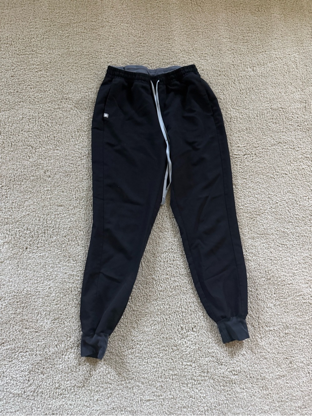 Figs Black Jogger Sweatpants with Grey Drawcord
